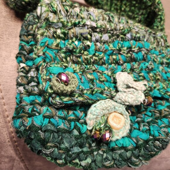 Free form crocheted mini purse. 8x8in. - Picture 2 of 3